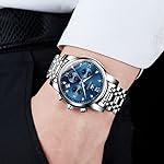 OLEVS Men's Stainless Steel Chronograph Watch, Big Face Gold Silver Black Tone Easy to Read Analog Quartz Watch, Luxury Waterproof Date Diamond Roman Arabic Numerals Dial Dress Watch for Men - Image 3