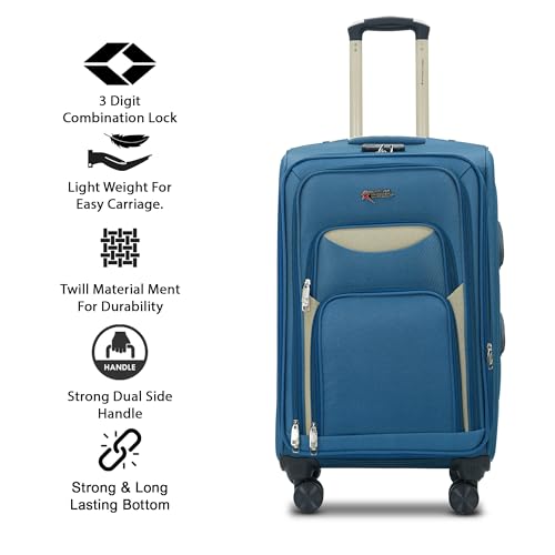 Image of AMERICAN TRAVELLER Embossed Trolley Bag | Travel Suitcase Luggage | Cabin, Medium, Large, 18% Expandable, 360 Dual Disc Spinner Wheels, Lock & Telescopic Handle