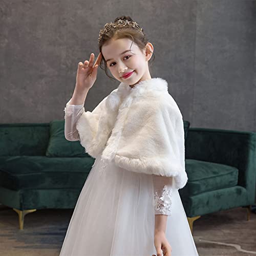 SK Studio Girls Faux Fur Wraps Shawl Girl Bolero Shrug Princess Cape Party Dress Up Jacket3