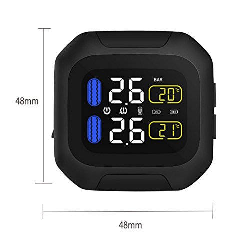 Onewell Tpms Motorcycle Digital Tire Pressure Monitoring System Wireless,Auto Tyre Alarm System Universial TPMS LCD Display with 2pcs External Sensors for Two-Wheeled Motorcycle - Thumbnail 2