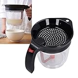 Gravy Fat Separator 1L, Durable Gravy Jug Fat Separator Cup and Strainer with Bottom Release, Heat Resistant, Quick Separation for Making Grates, Soups, Stews or Sauces