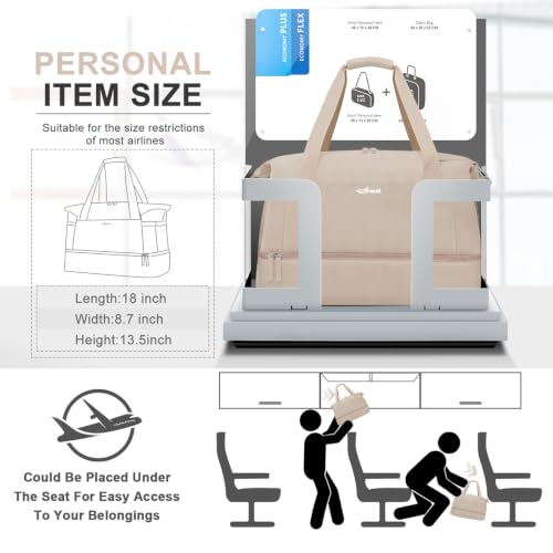 Image of ETRONIK Gym Bag for Women, Travel Duffel Bag with Shoes Compartment, Weekender Bag, Brown, Large