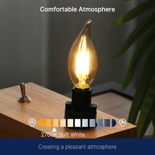 Image of FLSNT Candelabra LED Light Bulbs, CA11 LED E12 Chandelier Light Bulbs 60W Equivalent, 2700K Soft White, 550LM, 5.5W, 90+ High CRI, AC 120V, 12 Pack, Dimmable UL,CA65 Listed.