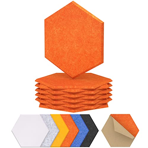 TONOR Lote de 12 Paneles Acústicos Murales Autoadhesivos, 30 x 26 x 1 cm Panel acústico de Alta Densidad, Espuma Acústica Hexagonal Aislante para Estudios, Oficinas, Dormitorios, Salones, Naranja