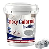 Epoxy Colored Sand Floor Paint, Epoxy Sand Floor Paint, High Gloss Marble Finish Epoxys Floors Coating, For Basement, Wood Floors, Garage And Outdoors Suitable For Indoor And Outdoor (Dark gray,Cover 40 sq. ft)