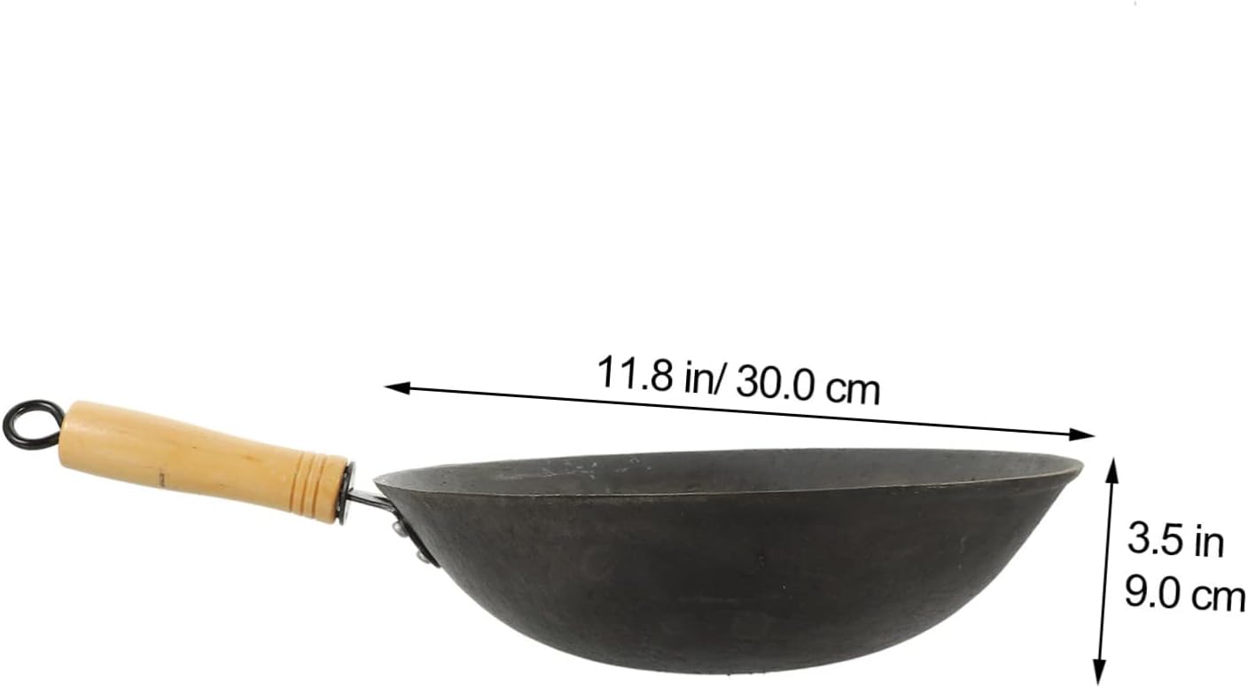 PRETYZOOM Bottom Wok Pan Traditional Cooking Pan for Induction Stove Sturdy Material with Comfortable Handle Easy to Clean Kitchen Accessory