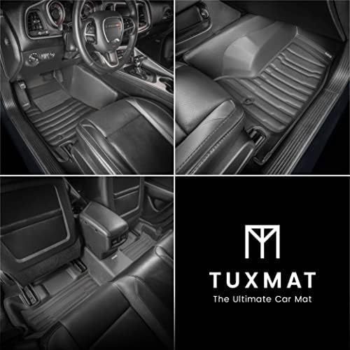TuxMat Custom Car Mats for Dodge Challenger AWD 2017-2023 - Maximum Coverage All-Weather Laser Measured Full Set