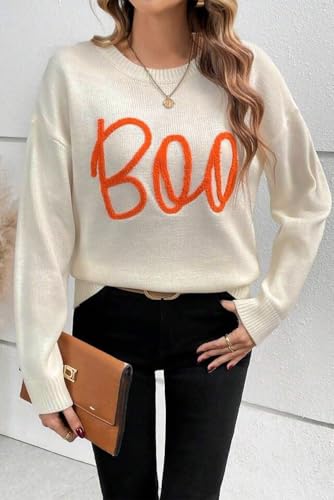 Cozy Casual Sweater with Letter Pattern - Apricot Color3