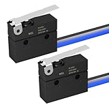 Joinfworld Waterproof Micro Limit Switch with Hinge Lever 6A 12V DC Lever Microswitch SPDT 3 PIN 5A 250VAC with Pre-Wired - 2 Pack