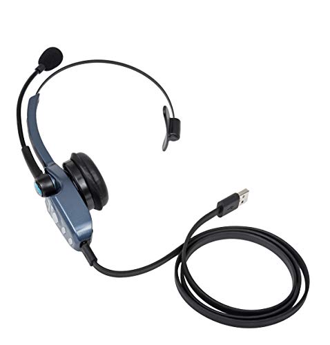 Image of BlueParrott B250-XTS Mono Bluetooth Wireless Headphones 91% Noise Canceling Over Head Trucker Headset with Mic, Lightweight Design with Adjustable Headband, 20 hrs. Talk Time, Blue