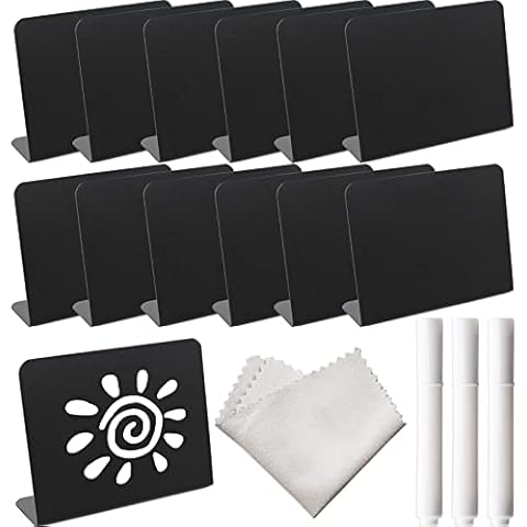 12 Pack Mini Chalkboard Signs with Markers Cover