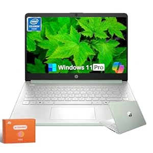 HP 2025 Laptop, Intel 4-Core N150(Beats N4120), 14″ LED 250 nits, 16 GB RAM, 384 GB Storage(128GB UFS+256GB Micro SD), Webcam, WiFi, HDMI, Windows 11 Pro & Microsoft Copilot, Green, w/Accessories