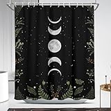 Coxila Cortina de ducha con diseño de fase lunar, paquete de 12