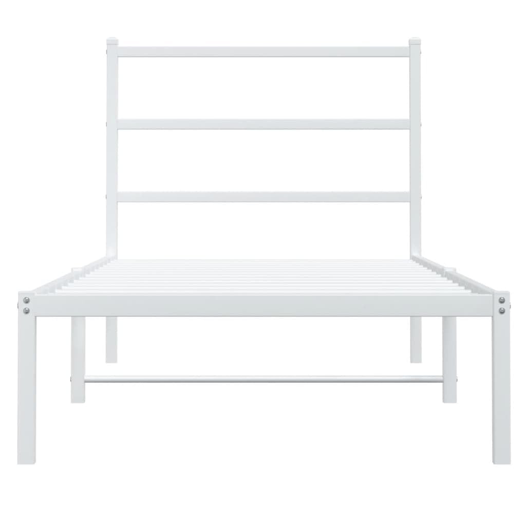 vidaXL Bettgestell mit Kopfteil Metall Weiß 90x190 cm