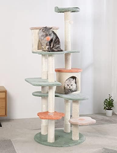 HYABi 63 inch cat Tree Creative Climbing Frame cat Apartment with Flower Rest Platform(Large 7 Platforms)