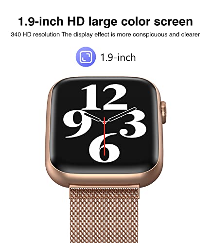 2023 Smart Watches For Women With Bluetooth Call Answer/Dail,1.9'' Hd Full Touch Screen Fitness Tracker, Ip67 Waterproof Smartwatch With Blood Pressure Sleep Monitor For Android And Iphone Gold #TOP3