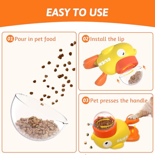 Entenform Interaktive Futterspender,Hund Slow Feeder Spielzeug,2 in 1 Slow Feeder Hund Intelligenzspielzeug,Duck Dog Treat Food Dispenser,Interaktives Hundespielzeug für Hunde Katzen