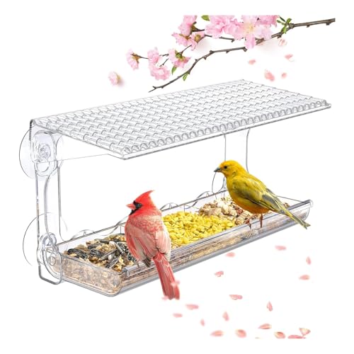 Window Bird Feeder, Clear Bird Feeders Window Mounted with Strong Suction Cups, Transparent Bird House Outside Wild Bird Watching for Outdoors, Garden, Yard, Elderly Kids Viewing