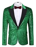 COOFANDY Men's Shiny Sequins Suit Jacket Wedding Prom Tuxedo Party Jacket Blazer Green