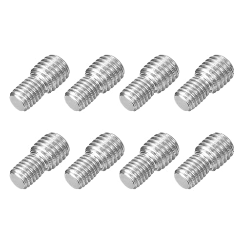 sourcing map Bullone a vite filettata a doppia estremità da M8 x 10 mm a M10 x 10 mm, 8 pezzi in acciaio inossidabile 304, adattatore riduttore per dispositivi di fissaggio per mobili e macchinari