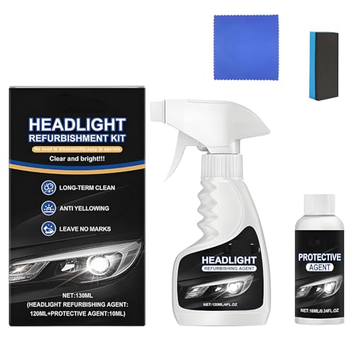 Whimsyard Headlight Restorer, 2025 Upgraded Car Headlight Restoration Kit, Versatile Headlamp Refurbishing Kit, Glass Headlamp Cleaning Spray, Suitable for All Vehicles (1)