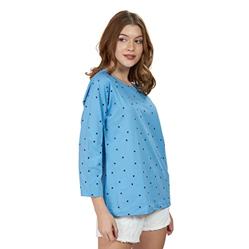 Image of WEET Women Cotton Round Neck 3 /4 Sleeve Regular Fit Tshirt