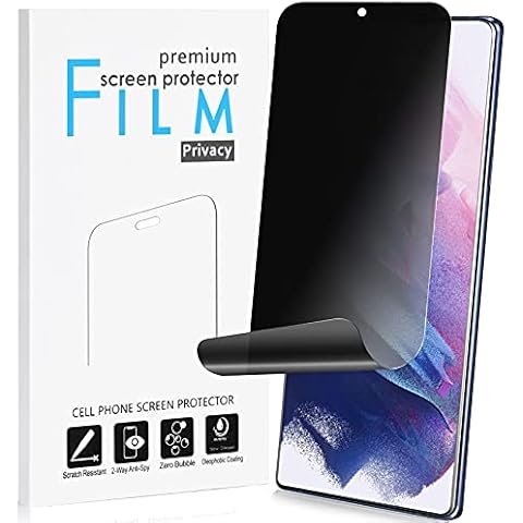 Galaxy S21 Privacy Screen Protector Support Fingerprint Sensor Full Adhesive Soft Film, Maxsoco 2-Way Anti Spy, Anti-Bubble, Case Friendly Nano Shield [Not Glass] for Samsung Galaxy S21 5G (6.2") Cover