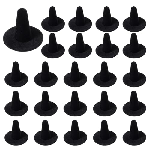 HOFURME 24 Pack Black Velvet Ring Display Holders - Premium Velvet Ring Holder Jewelry Organizer Stand for Retail Stores, Home, Exhibitions (Cardboard & Velvet)