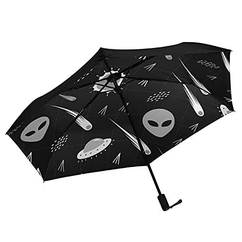 Parapluie pliable compact léger noir motif Star et Soleil univers - 4