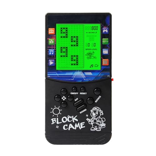 CZT Green Light Large Screen Retro Brick Game Console Built-in Classic Nostalgic Puzzle 999 in 1 Block Game Room/Outdoor/Travel Good Partner Children/Student Gifts (Black)