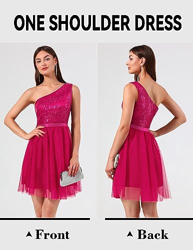 BeryLove Womens Sequin Homecoming Formal One-Shoulder Cocktail Dress for Teens3