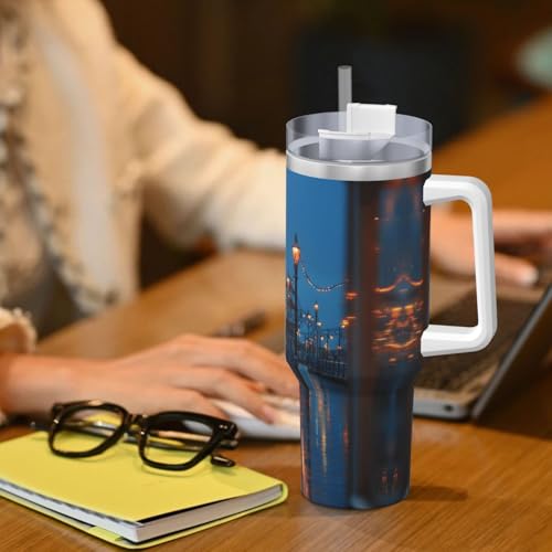 Vaso térmico de acero inoxidable 40oz con asa y sorbete miniatura 7