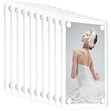 Ainiv 10 Sets (20 Panels) Acrylic Fridge Magnetic Frame, 3.5x2.4in (9x6cm) Single Panel 2mm, Thick Clear Double Sided Magnet Frame, Acrylic Transparent Photo Block, Frameless Photo Display