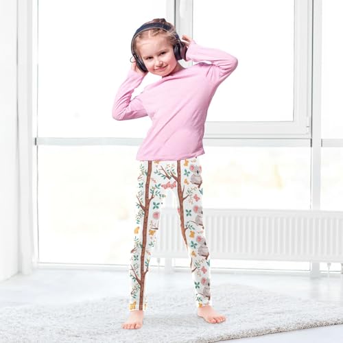 Cute Koala Bear Girls' Leggings Toddler Doodles Tree Butterfly Kids Yoga Pants Dance Active Tights 4T4