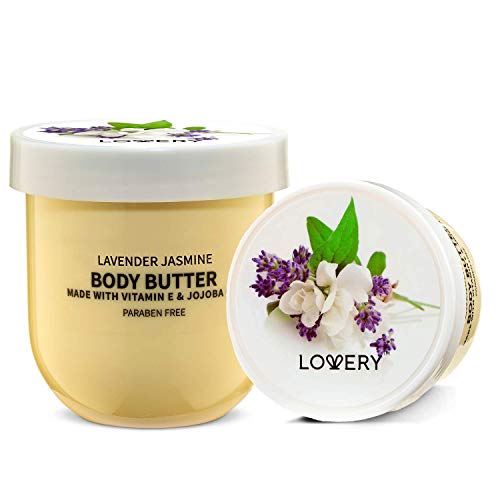 Christmas Gift, Lovery Whipped Body Butter Scented Body Lotion - Lavender Jasmine Body Butter, for Sensitive, Dry Skin - Hydrating Moisturizer with Pure Shea Butter for Nourishing Essential Body Care