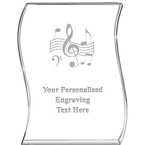 Crown Awards Music Acrylic Trophy - 6.5" Hang Ten Wave Laser Engraved Award Music Custom Trophy, Includes Free Personalization Prime