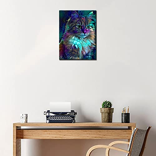 Tucocoo Cat Diamond Painting Kits for Adults, Kids 5D DIY Full Drill Round Crystal Rhinestone Embroidery Arts Craft Abstract Animal Portrait Picture Home Wall Decor Gift 12x16 inch (Without Frame) - Thumbnail 4