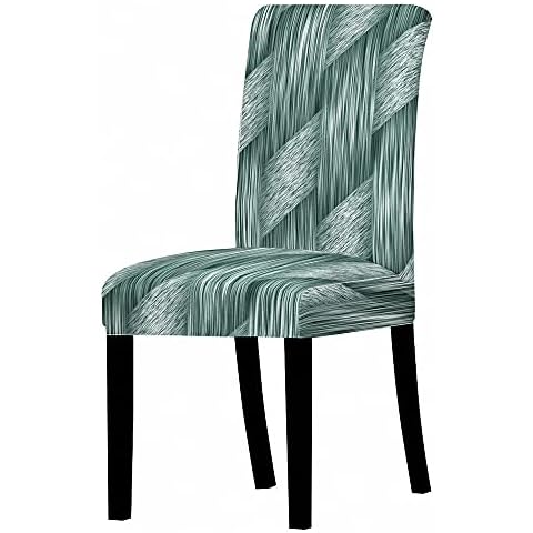 Dining Chair Covers,Modern Stretch Dining Chair Covers Light Green Weave Pattern 3D Print Soft Spandex Fabric Removable High Back Chair Protective Cover For Dining Hotel Restaurant Home,Set Of 4 Cover