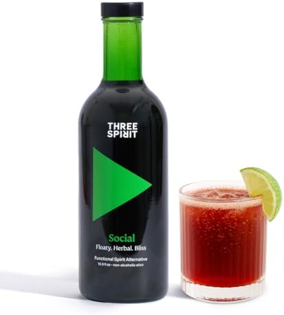 Three Spirit Non-Alcoholic Alternative Spirit - The Elixir, 50cl | Adaptogens, Cacao, Damiana & Lion's Mane | Active Botanical, Gluten Free & Vegan Drinks