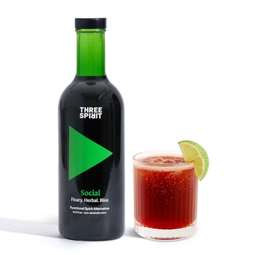 Three Spirit Non-Alcoholic Alternative Spirit - The Social, 50cl | Mood making with, Adaptogens, Cacao, Damiana & Lion's Mane | Multi-Award Winning Active botanical, Gluten Free & Vegan Drinks