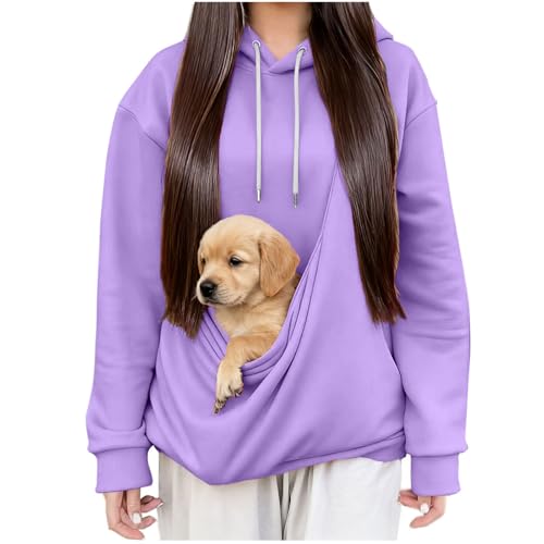Heated Blanket Hoodie Pet Pocket Cat Pouch Hoodie Unisex Cute Drawsting Oversized Hooded Sweatshirt with Dog Pouch Casual Cozy Pet Carrier Hoodies