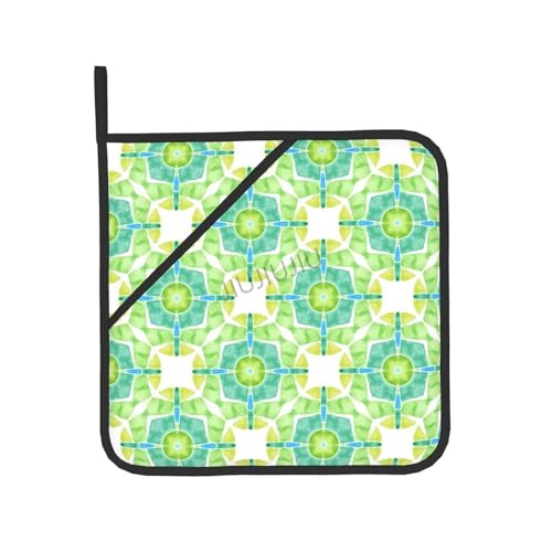 Oven Mitts and Pot Holders Set Geometry Patterns Non-Slip Heat Resistant Oven Mitts and Potholder for Cooking Baking Grilling BBQ