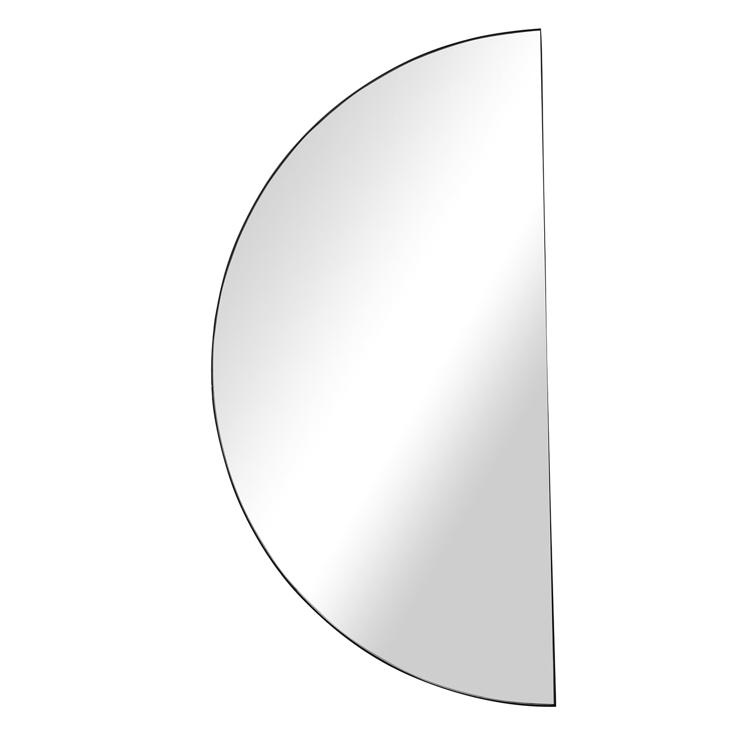 Miroir Demi-Lune 50 x 100 cm, Cadre Métal Noir, Verre Clair sans Déformation, Positionnable dans Les 4 Orientations