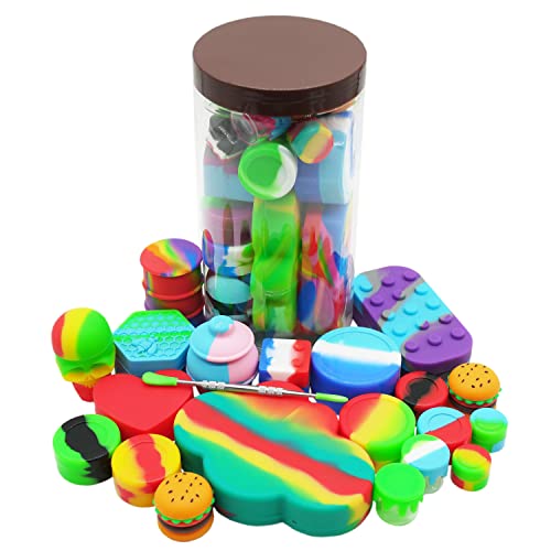KUVIS 2ml 5ml 6ml 7ml 9ml 11ml 15ml 26ml 85ml Silicone Containers Concentrate Sealed Non-stick Jars For Sauces, Dressing, Creams, Cosmetics and Kitchen Multi-use (20PCS)
