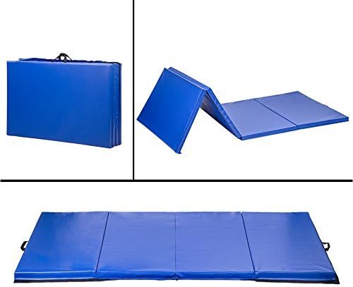 Gymnastics Mat 4x10x2 Gym Mat Tumbling Mat 4 Foldding Mat Tumbling Mat Indoor Outdoor Mat 2” Thick Exercise Mat Stretching Yoga Cheerleading Martial Arts Home Gym Mat Yoga Mat (Blue)