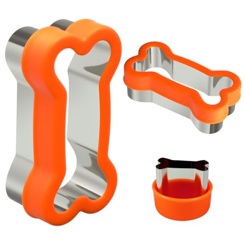 Dog Bone Shape Cookie Cutter Set, 3 Pieces - Large 4.45'' Small 2...
