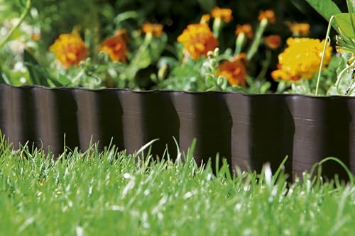 Gardena Beeteinfassung 9 cm hoch: Ideale Beet-Eingrenzung, auch für Rasenkanten, 9 m, gegen Wurzelausbreitung, Kunststoff, braun (530-20)
