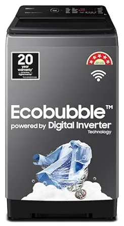 Samsung 9 kg, 5 star, Eco Bubble Technology, Wi-Fi, Soft Closing Door, Fully-Automatic Top Load Washing Machine (WA90BG4542BDTL, Versailles Gray)