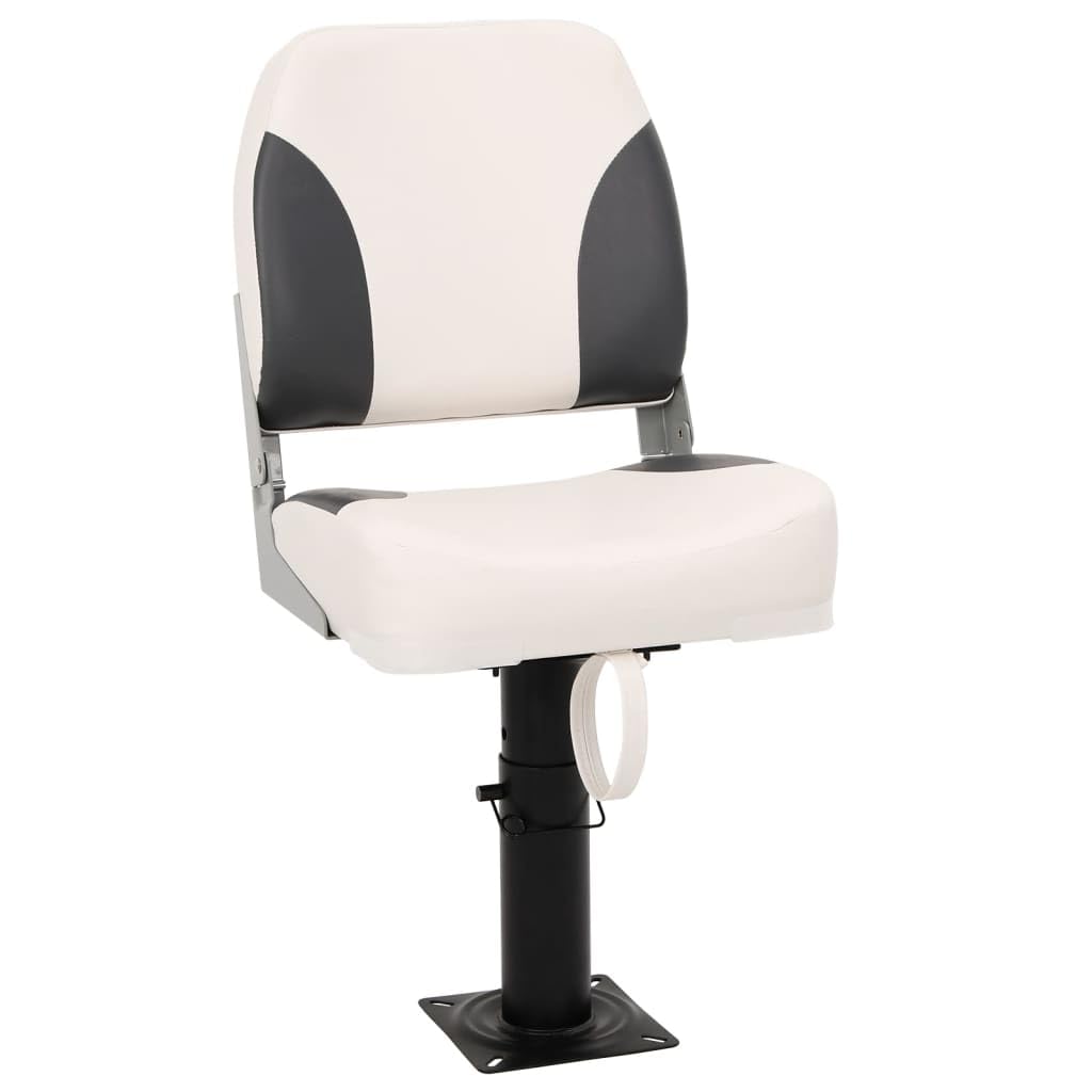 Juego de asientos plegables para barcos con respaldo bajo, consola regulable en altura de 28 a 45,5 cm, PVC y poliuretano, base de acero, 100 kg, para accesorios de velero y yates