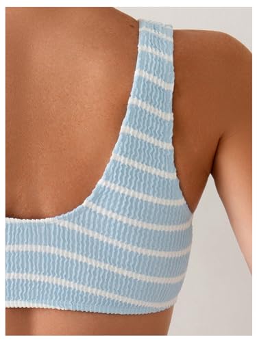 SOLY HUX Women's Striped Bathing Suit V Neck High Waisted Bikini Sets Two Piece Swimsuit4